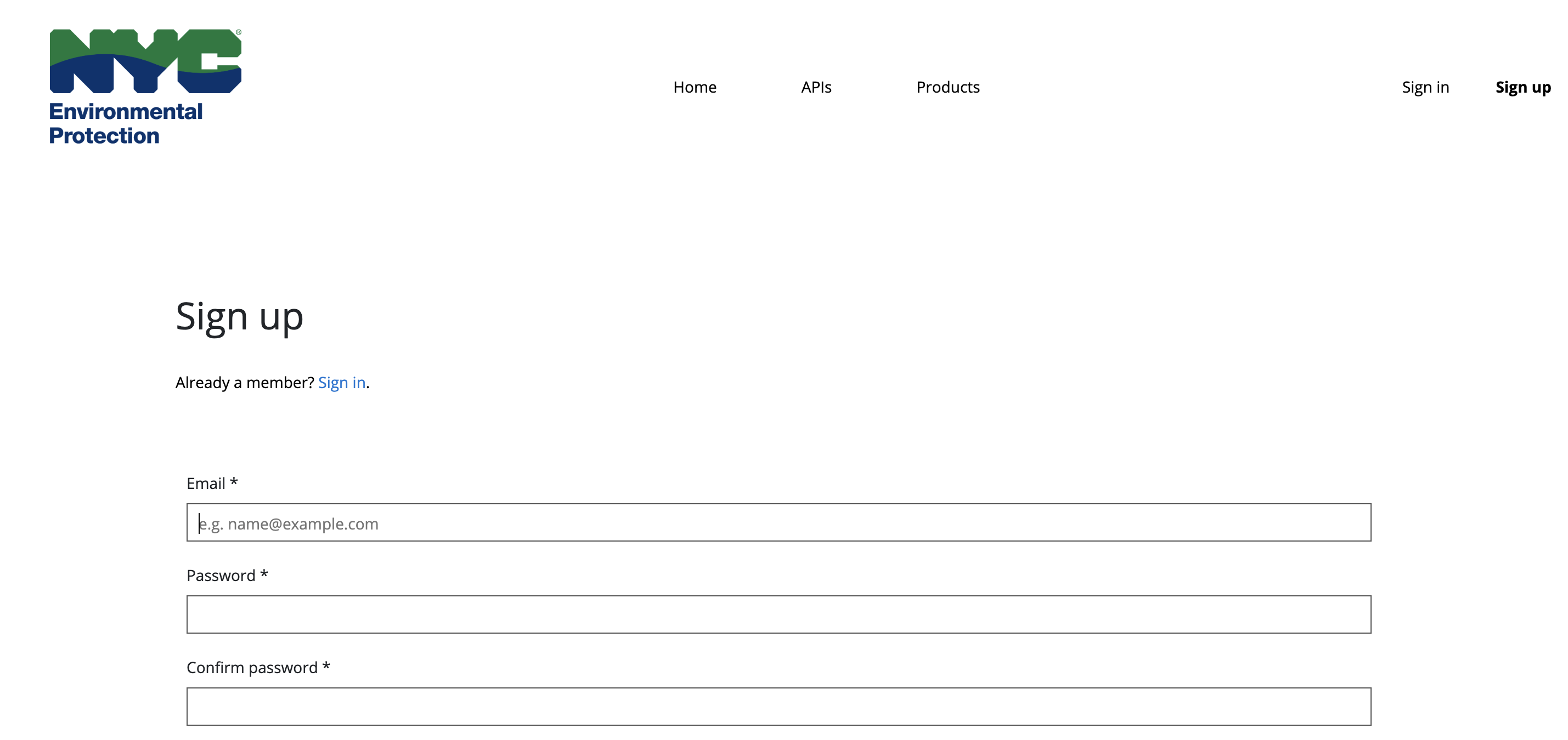 NYC DEP Sign-Up Page